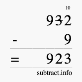 Calculate 932 minus 9 using long subtraction