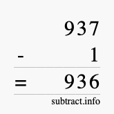 Calculate 937 minus 1 using long subtraction