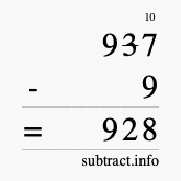 Calculate 937 minus 9 using long subtraction