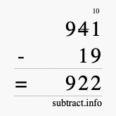 Calculate 941 minus 19 using long subtraction