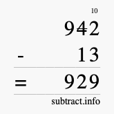 Calculate 942 minus 13 using long subtraction
