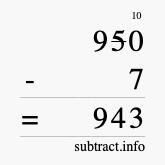 Calculate 950 minus 7 using long subtraction