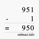 Calculate 951 minus 1 using long subtraction Calculate 951 minus 1 using long subtraction
