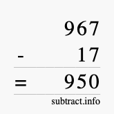 Calculate 967 minus 17 using long subtraction