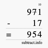 Calculate 971 minus 17 using long subtraction