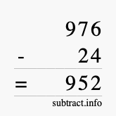 Calculate 976 minus 24 using long subtraction