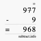 Calculate 977 minus 9 using long subtraction