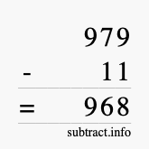 Calculate 979 minus 11 using long subtraction