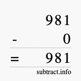 Calculate 981 minus 0 using long subtraction