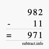 Calculate 982 minus 11 using long subtraction