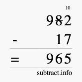Calculate 982 minus 17 using long subtraction