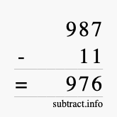 Calculate 987 minus 11 using long subtraction