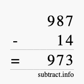 Calculate 987 minus 14 using long subtraction