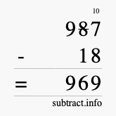 Calculate 987 minus 18 using long subtraction