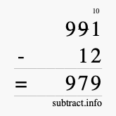 Calculate 991 minus 12 using long subtraction