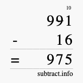 Calculate 991 minus 16 using long subtraction