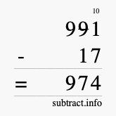 Calculate 991 minus 17 using long subtraction