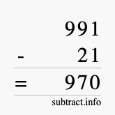 Calculate 991 minus 21 using long subtraction