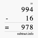 Calculate 994 minus 16 using long subtraction