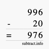Calculate 996 minus 20 using long subtraction