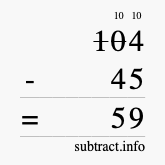 Calculate 104 minus 45 using long subtraction