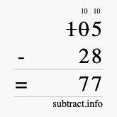 Calculate 105 minus 28 using long subtraction Calculate 105 minus 28 using long subtraction
