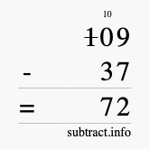 Calculate 109 minus 37 using long subtraction