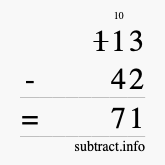 Calculate 113 minus 42 using long subtraction