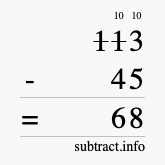 Calculate 113 minus 45 using long subtraction