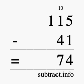 Calculate 115 minus 41 using long subtraction