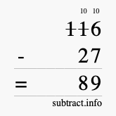 Calculate 116 minus 27 using long subtraction