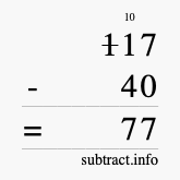 Calculate 117 minus 40 using long subtraction
