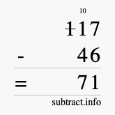 Calculate 117 minus 46 using long subtraction Calculate 117 minus 46 using long subtraction