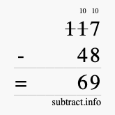 Calculate 117 minus 48 using long subtraction