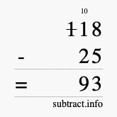 Calculate 118 minus 25 using long subtraction Calculate 118 minus 25 using long subtraction