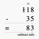 Calculate 118 minus 35 using long subtraction Calculate 118 minus 35 using long subtraction