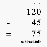 Calculate 120 minus 45 using long subtraction