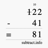 Calculate 122 minus 41 using long subtraction