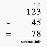 Calculate 123 minus 45 using long subtraction