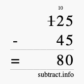 Calculate 125 minus 45 using long subtraction