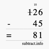 Calculate 126 minus 45 using long subtraction