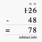 Calculate 126 minus 48 using long subtraction
