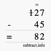 Calculate 127 minus 45 using long subtraction