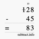 Calculate 128 minus 45 using long subtraction