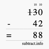 Calculate 130 minus 42 using long subtraction