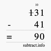 Calculate 131 minus 41 using long subtraction