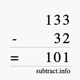 Calculate 133 minus 32 using long subtraction
