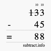 Calculate 133 minus 45 using long subtraction