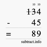 Calculate 134 minus 45 using long subtraction