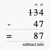 Calculate 134 minus 47 using long subtraction